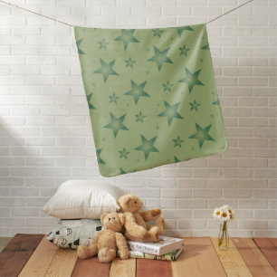 Elegant and Stylish Olive Stars on Sage Green Baby Blanket