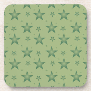 Elegant and Stylish Olive Stars on Sage Green Beverage Coaster