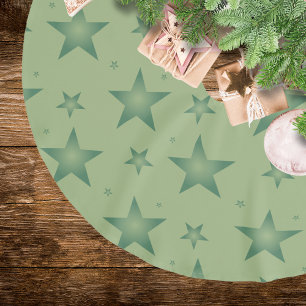 Elegant and Stylish Olive Stars on Sage Green Brushed Polyester Tree Skirt