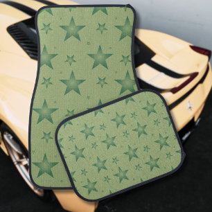 Elegant and Stylish Olive Stars on Sage Green Car Floor Mat