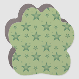 Elegant and Stylish Olive Stars on Sage Green Car Magnet