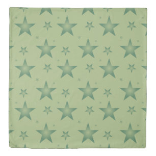 Elegant and Stylish Olive Stars on Sage Green Duvet Cover