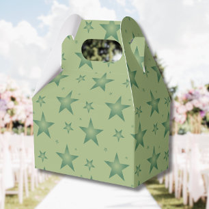 Elegant and Stylish Olive Stars on Sage Green Favor Boxes