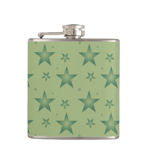 Elegant and Stylish Olive Stars on Sage Green Flask