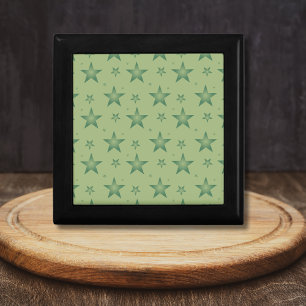 Elegant and Stylish Olive Stars on Sage Green Gift Box