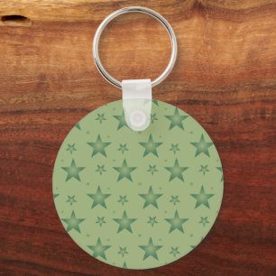 Elegant and Stylish Olive Stars on Sage Green Keychain