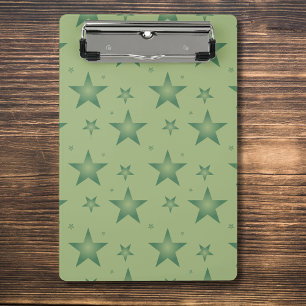 Elegant and Stylish Olive Stars on Sage Green Mini Clipboard