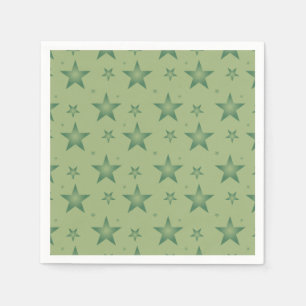 Elegant and Stylish Olive Stars on Sage Green Napkins