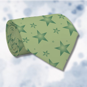 Elegant and Stylish Olive Stars on Sage Green Neck Tie