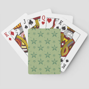 Elegant and Stylish Olive Stars on Sage Green Poker Cards