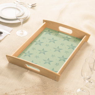 Elegant and Stylish Olive Stars on Sage Green Serving Tray