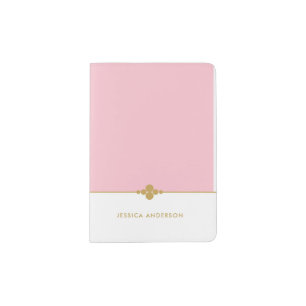Elegant And Stylish Pink White Gold Passport Holder