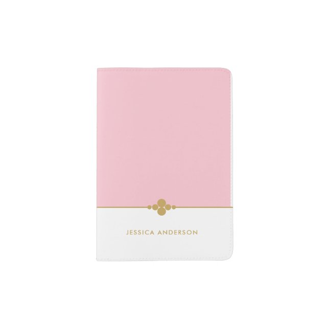 Elegant And Stylish Pink White Gold Passport Holder (Front)