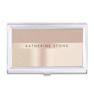 Elegant and stylish rose gold brown business card case