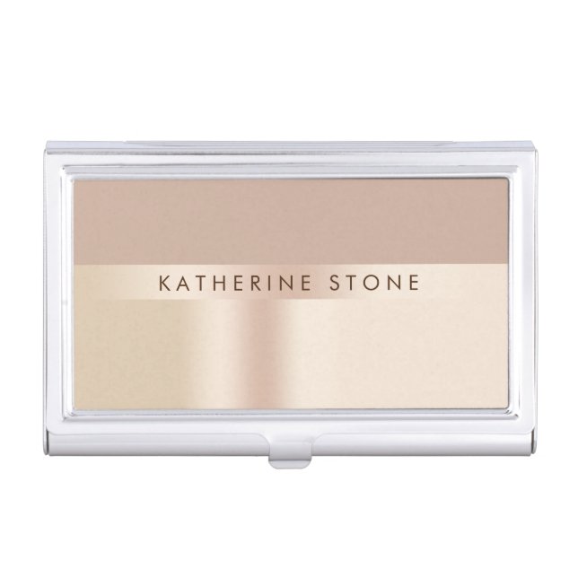 Elegant and stylish rose gold brown business card case (Front)