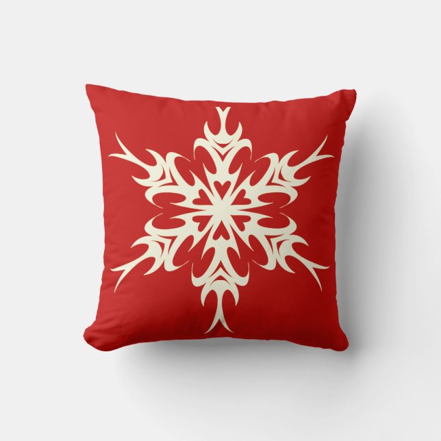 Elegant and Stylish Snowflake Christmas Throw Pillow (Front)