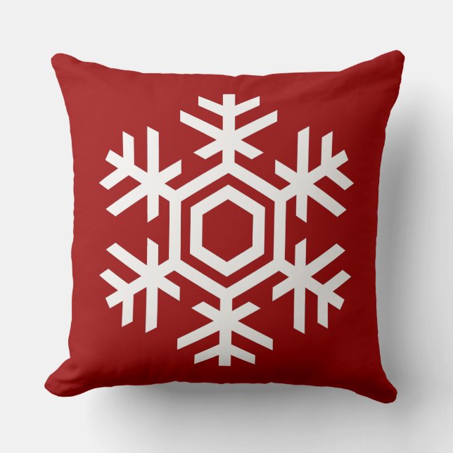 Elegant and Stylish White Snowflake Christmas Throw Pillow (Front)
