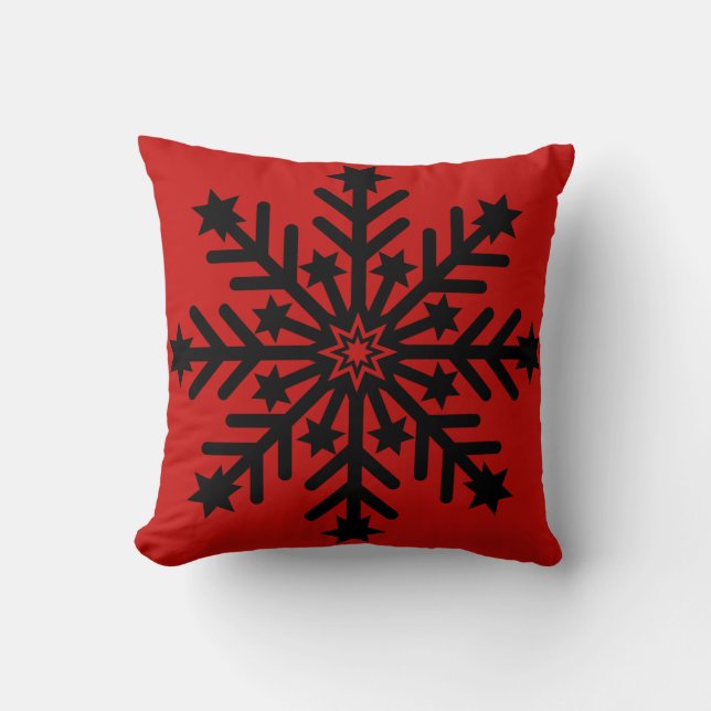 Elegant and Stylish White Snowflake Christmas Throw Pillow (Front)