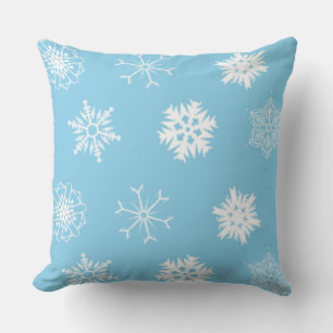 Elegant and Stylish White Snowflakes Christmas Throw Pillow