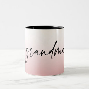 Elegant and Subtle Pink Grandma Script Gift Two-Tone Coffee Mug