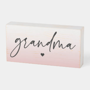 Elegant and Subtle Pink Grandma Script Gift Wooden Box Sign