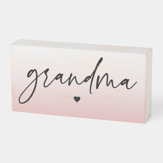 Elegant and Subtle Pink Grandma Script Gift Wooden Box Sign (Angled Horizontal)