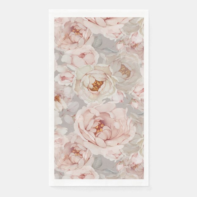 Elegant and Timeless Floral Paper Guest Towels (Front)