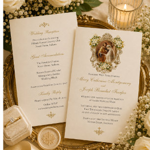 Elegant and Traditional Catholic Betrothal Wedding Invitation