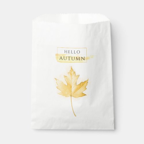 Elegant and Trendy Golden Autumn Leaf Drawing Favor Bag