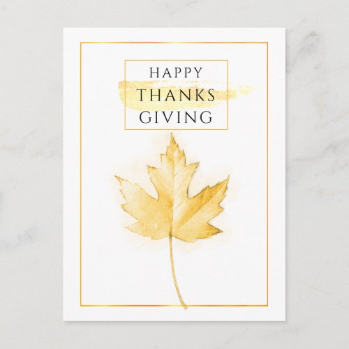 Elegant and Trendy Golden Thanksgiving Postcard