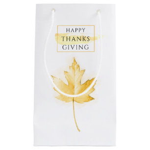 Elegant and Trendy Golden Thanksgiving Small Gift Bag