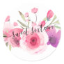 elegant and trendy pink floral typeface classic round sticker