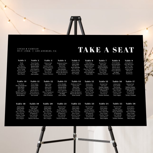 Elegant and Trendy Wedding seating charts Foam Boa Foam Board (In Situ (Stand))