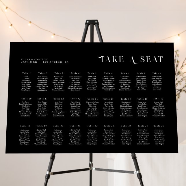 Elegant and Trendy Wedding seating charts Foam Board (In Situ (Stand))