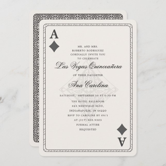 Elegant and Unique Las Vegas Quinceañera Invitation (Front/Back)
