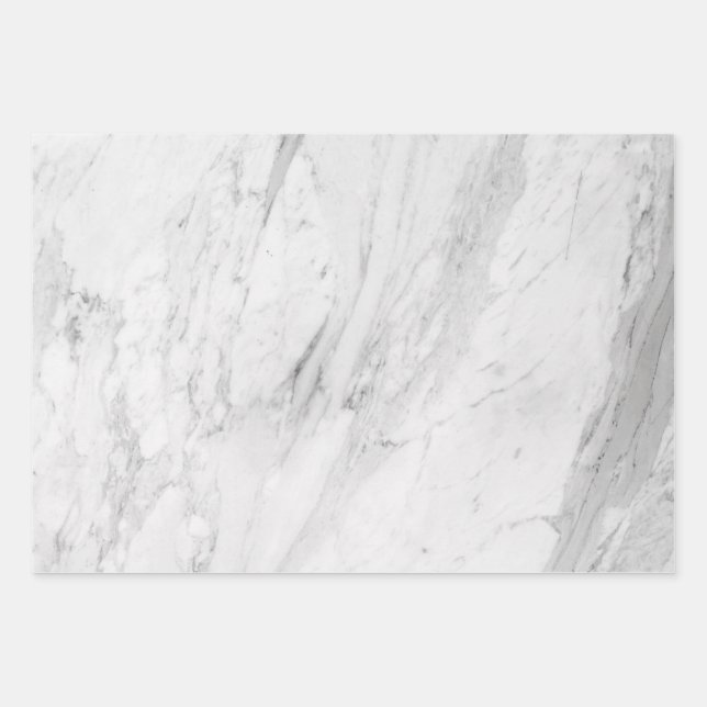 Elegant and Versatile White Marble Wrapping Paper Sheets (Front)