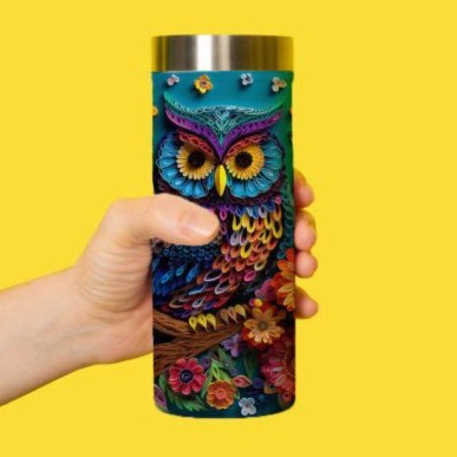 Elegant and Whimsical: 3D Owl Papercut Art Wrap 0n Thermal Tumbler (Creator Uploaded)