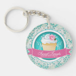 Elegant And Whimsical Cupcake Bakery Keychain at Zazzle