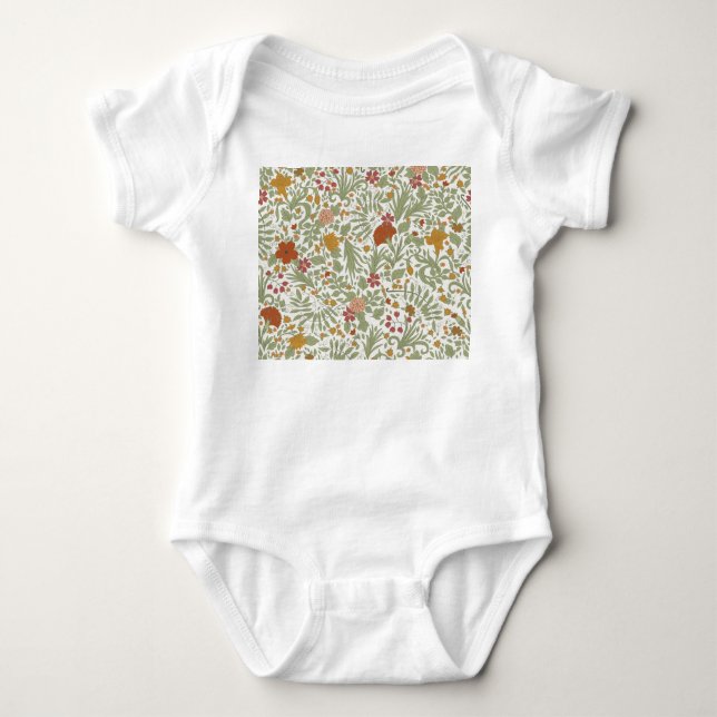 Elegant and whimsical floral pattern. baby bodysuit (Front)