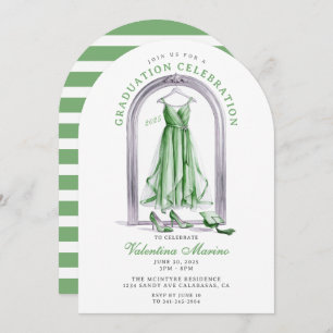 Elegant and Whimsical Green Dress Graduation Invitation