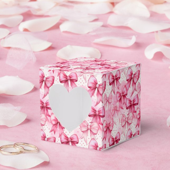 Elegant and Whimsical Pink Coquette Bows Ribbons Favor Boxes (Wedding)