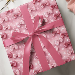 Elegant and Whimsical Pink Coquette Bows Ribbons Wrapping Paper