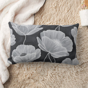 Elegant and Whimsical Poppies Lumbar Pillow