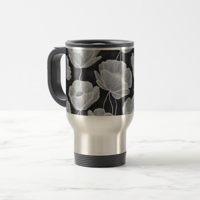 Elegant and Whimsical Poppies Travel Mug (Front Left)
