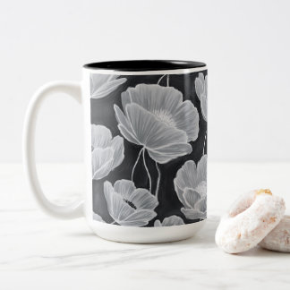 Elegant and Whimsical Poppies Two-Tone Coffee Mug