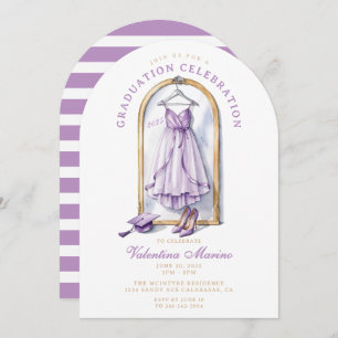 Elegant and Whimsical Purple Dress Graduation Invitation