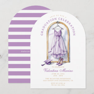 Elegant and Whimsical Purple Dress Graduation Invitation