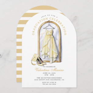 Elegant and Whimsical Yellow Dress Graduation Invitation