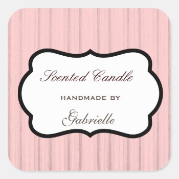 Elegant And Wimsical Pink Stripe Square Sticker by myworldtravels at Zazzle