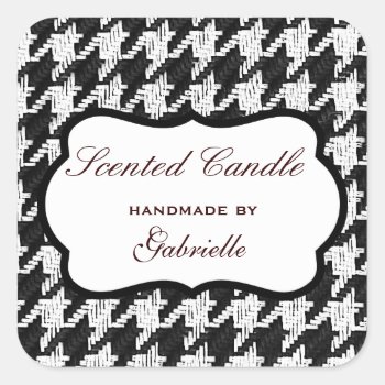 Elegant And Wimzical Houndstooth Square Sticker by myworldtravels at Zazzle